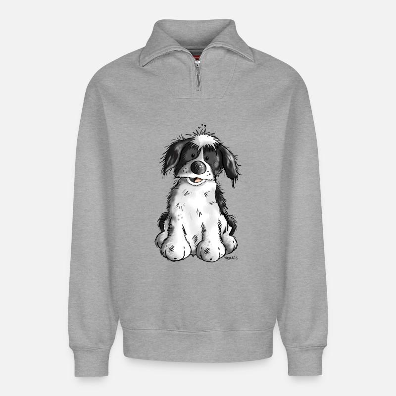 Da sitzt ein Havaneser - Relaxed Unisex Organic Half Zip Sweatshirt – von SPREAD - Grau meliert