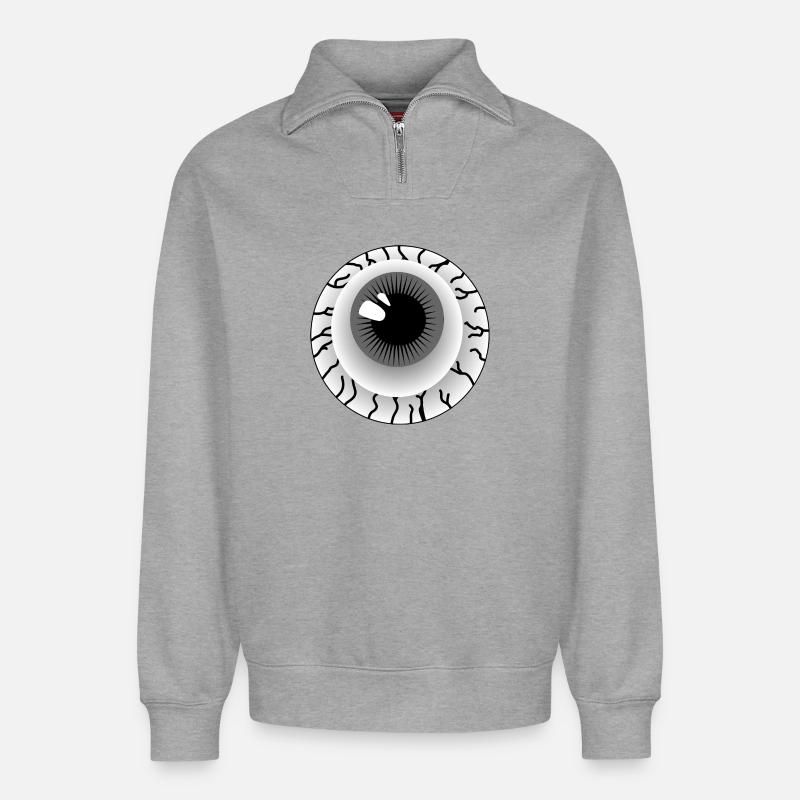 Globe oculaire gris - Sweat unisexe décontracté en coton biologique à demi-zip – de SPREAD - gris chiné