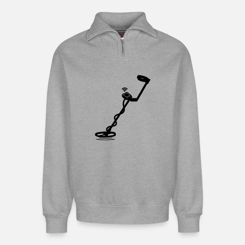 Metal detector - Relaxed Unisex Organic Half Zip Sweatshirt – by SPREAD - heather grey