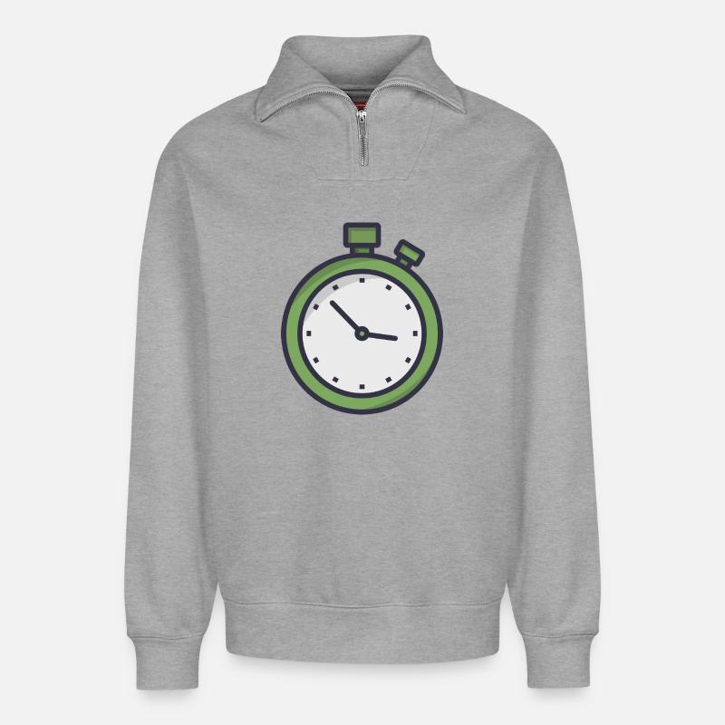 Stoppuhr - Relaxed Unisex Organic Half Zip Sweatshirt – von SPREAD - Grau meliert