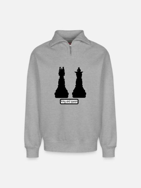king_and_queen - Relaxed Unisex Organic Half Zip Sweatshirt – von SPREAD - Grau meliert