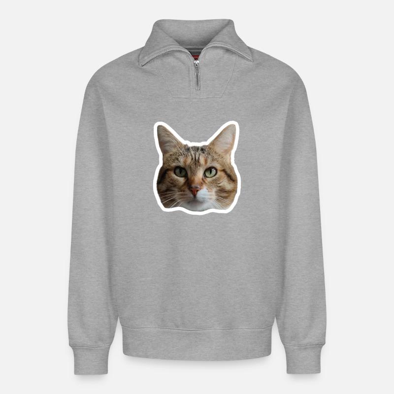 Sticker Missty - Sweat unisexe décontracté en coton biologique à demi-zip – de SPREAD - gris chiné