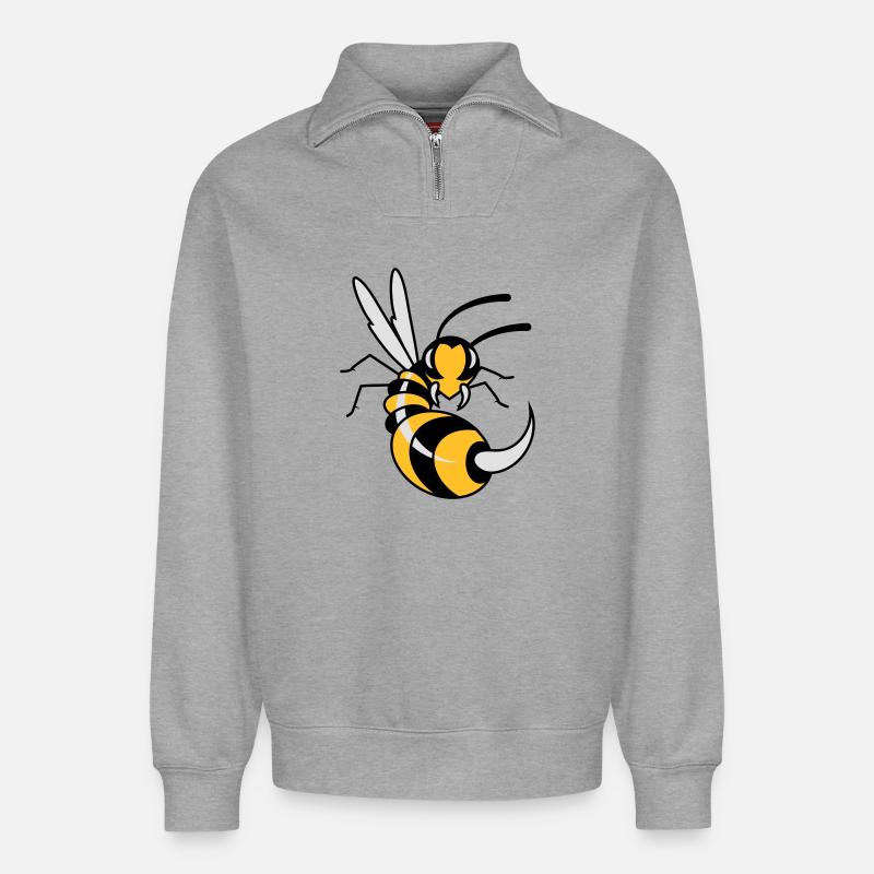 Wespe mit riesigen Stachel - Relaxed Unisex Organic Half Zip Sweatshirt – von SPREAD - Grau meliert