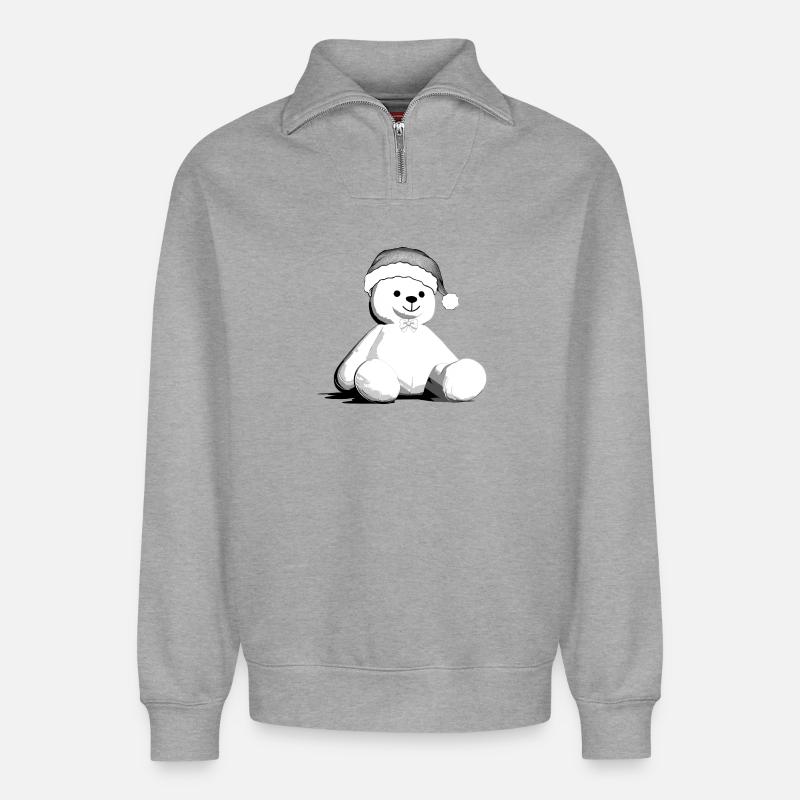 Bärchen - Relaxed Unisex Organic Half Zip Sweatshirt – von SPREAD - Grau meliert