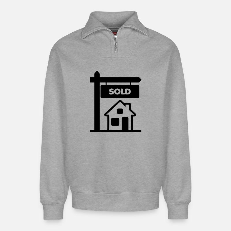Transparentes Logo-Schild verkauft - Relaxed Unisex Organic Half Zip Sweatshirt – von SPREAD - Grau meliert