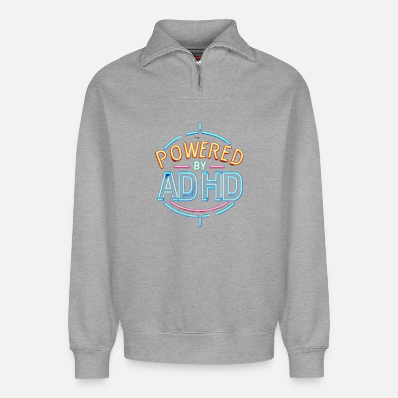 ADHD - Relaxed Unisex Organic Half Zip Sweatshirt – by SPREAD - heather grey