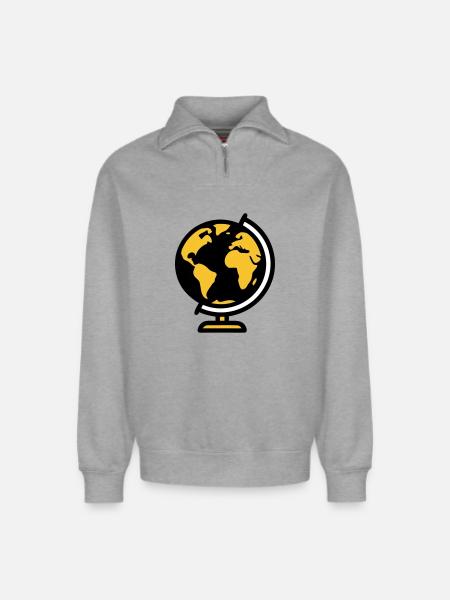 Globe Globe Earth School - Relaxed Unisex Organic Half Zip Sweatshirt – by SPREAD - heather grey