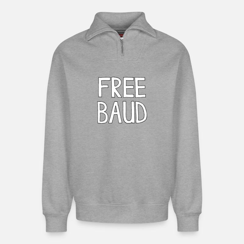 FREE BAUD - Relaxed Unisex Organic Half Zip Sweatshirt – von SPREAD - Grau meliert