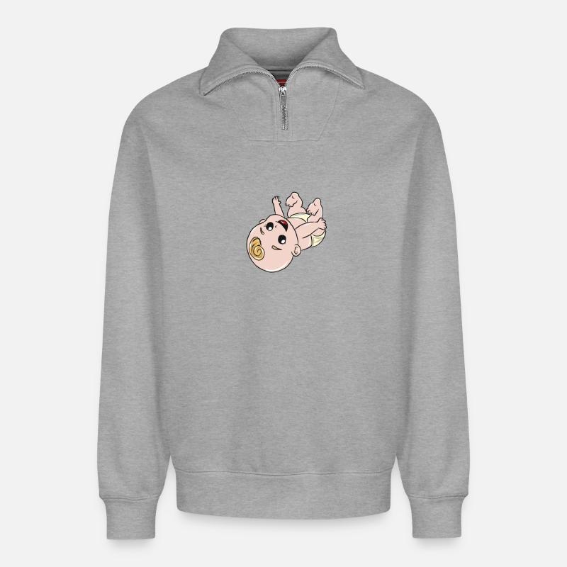 Baby - Relaxed Unisex Organic Half Zip Sweatshirt – von SPREAD - Grau meliert