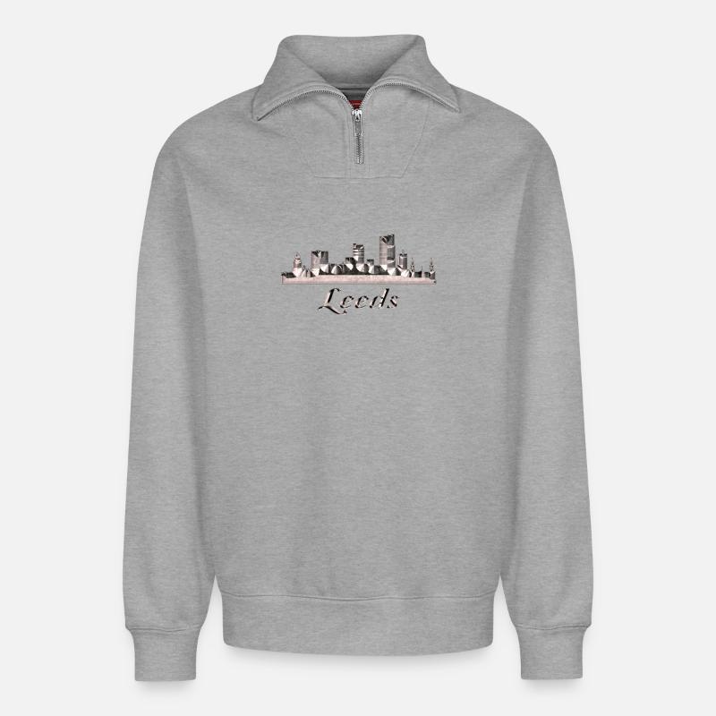 Leeds - Relaxed Unisex Organic Half Zip Sweatshirt – von SPREAD - Grau meliert