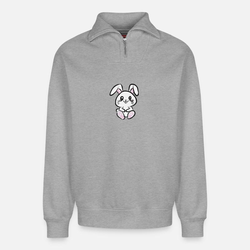 Hase - Relaxed Unisex Organic Half Zip Sweatshirt – von SPREAD - Grau meliert