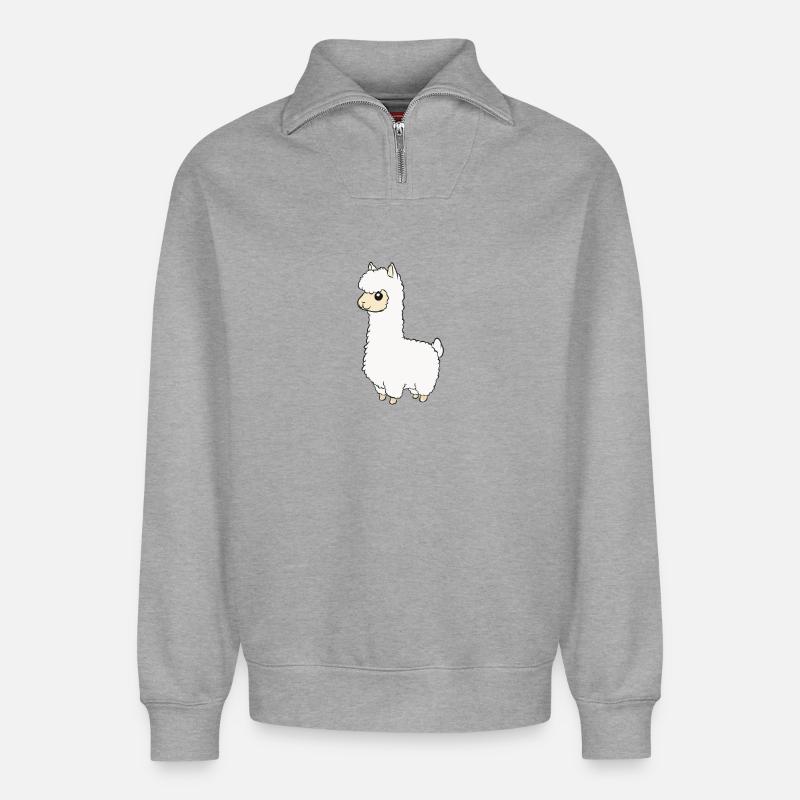 Lama - Relaxed Unisex Organic Half Zip Sweatshirt – by SPREAD - heather grey