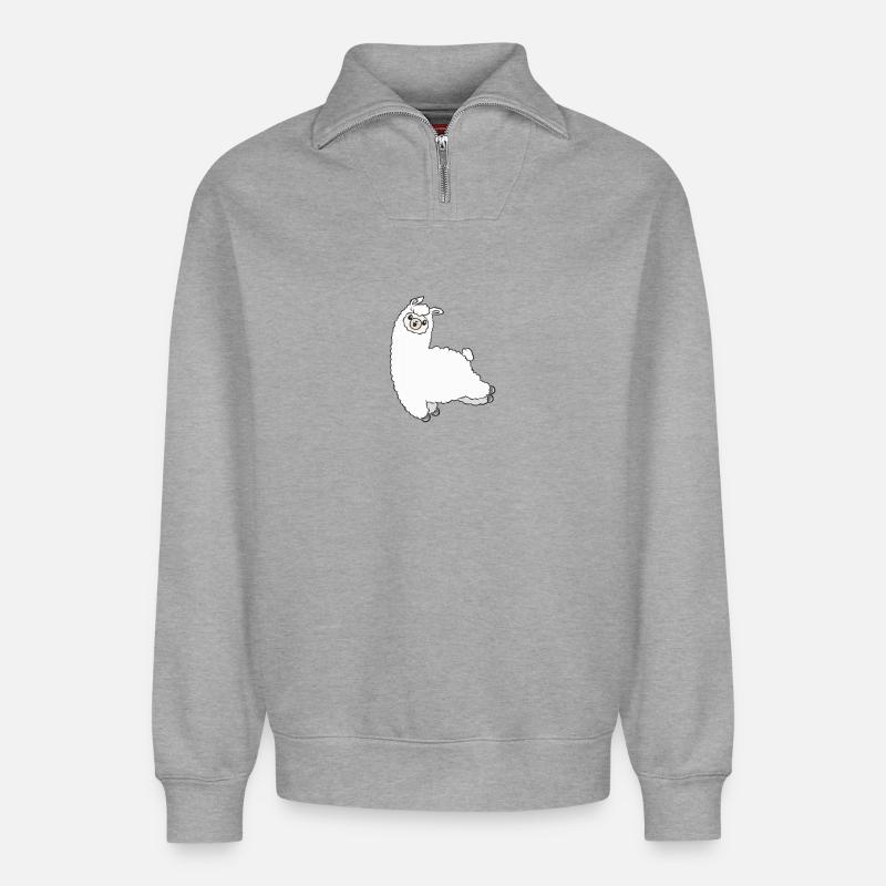 Lama - Relaxed Unisex Organic Half Zip Sweatshirt – von SPREAD - Grau meliert