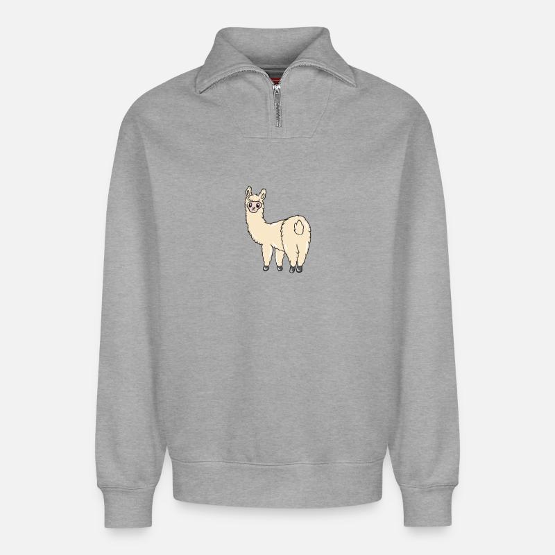 Lama - Relaxed Unisex Organic Half Zip Sweatshirt – von SPREAD - Grau meliert