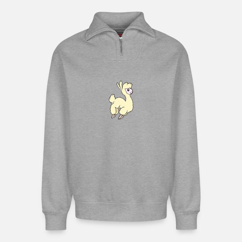 Lama - Relaxed Unisex Organic Half Zip Sweatshirt – von SPREAD - Grau meliert
