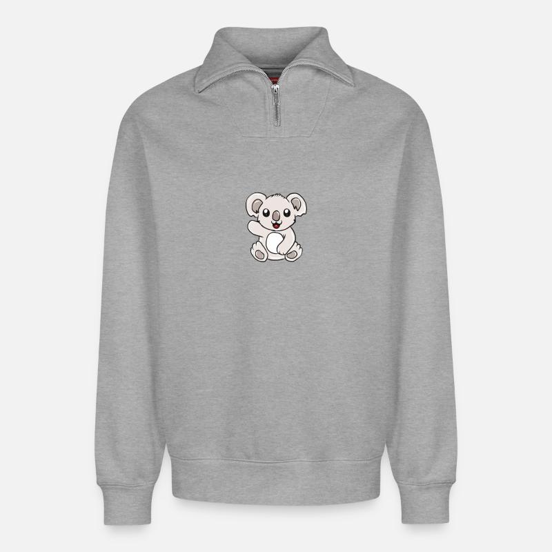 Koala - Relaxed Unisex Organic Half Zip Sweatshirt – von SPREAD - Grau meliert