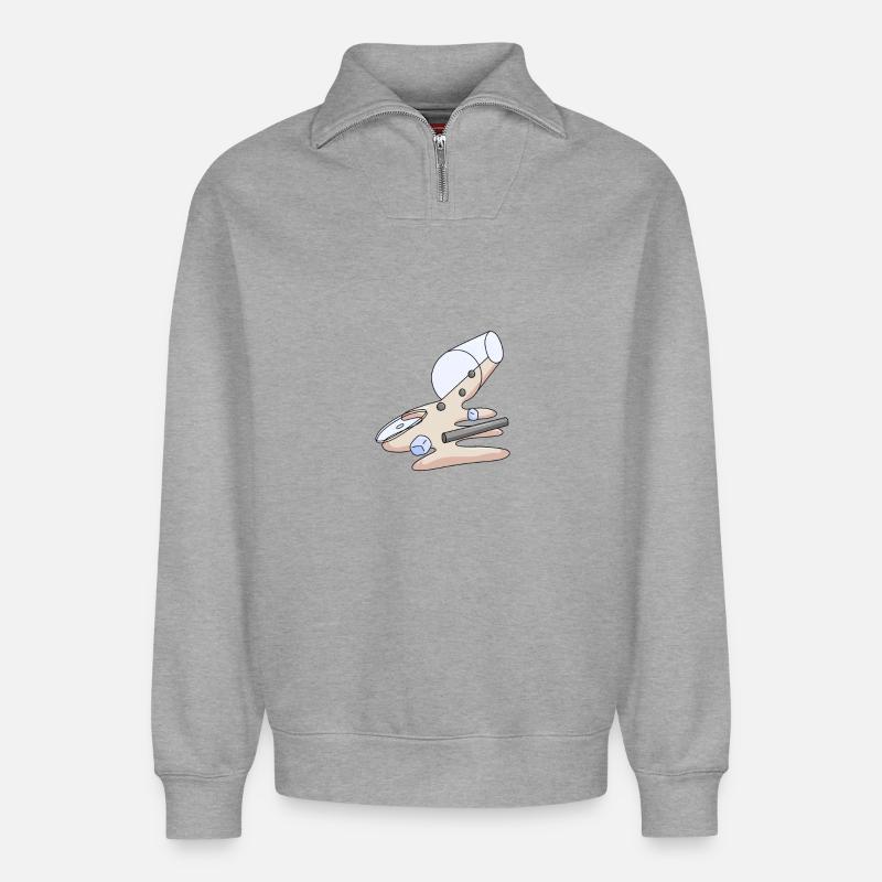 Bubbletea - Relaxed Unisex Organic Half Zip Sweatshirt – von SPREAD - Grau meliert