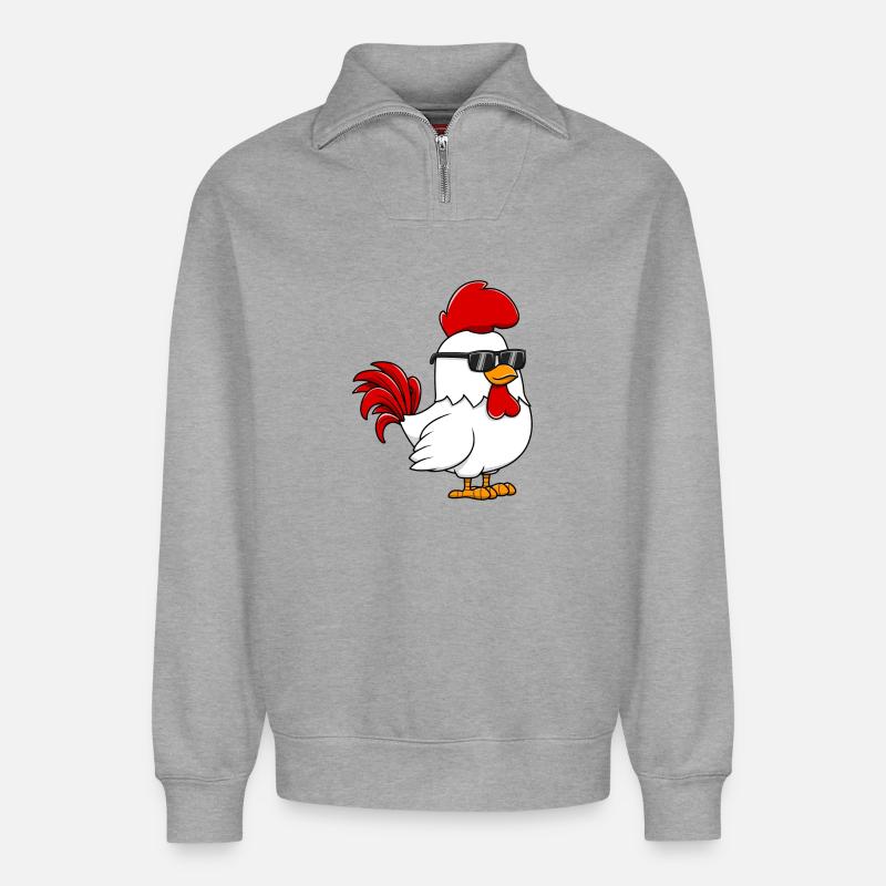 Hahn Huhn - Relaxed Unisex Organic Half Zip Sweatshirt – von SPREAD - Grau meliert