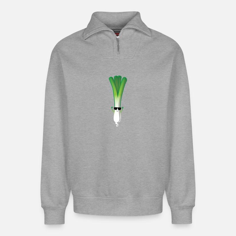Lauch mit Sonnenbrille - Relaxed Unisex Organic Half Zip Sweatshirt – von SPREAD - Grau meliert