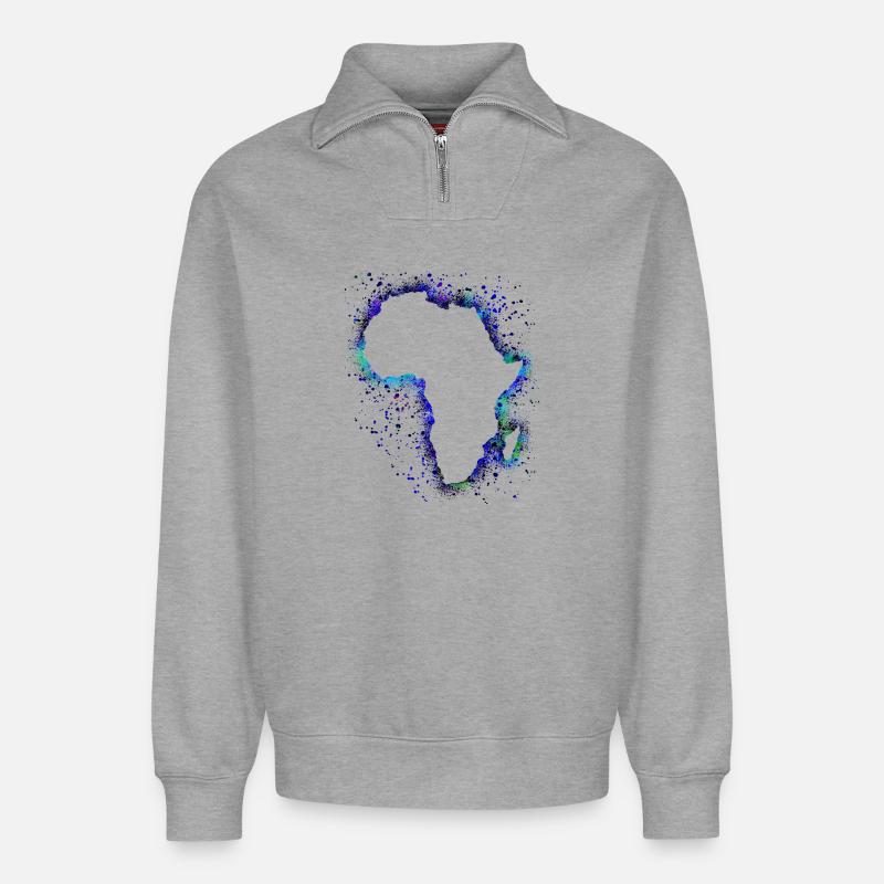 Afrika - Relaxed Unisex Organic Half Zip Sweatshirt – von SPREAD - Grau meliert
