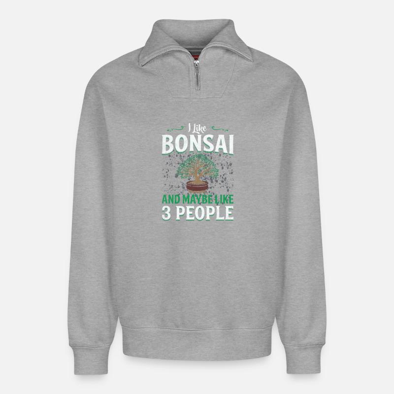 bonsai - Relaxed Unisex Organic Half Zip Sweatshirt – by SPREAD - heather grey