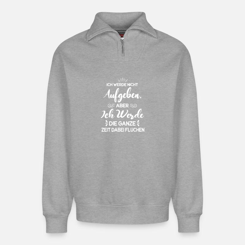 Ich Werde Nicht Aufgeben... - Relaxed Unisex Organic Half Zip Sweatshirt – von SPREAD - Grau meliert