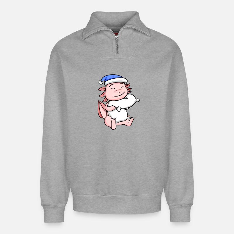 Axolotl Baby - Relaxed Unisex Organic Half Zip Sweatshirt – von SPREAD - Grau meliert