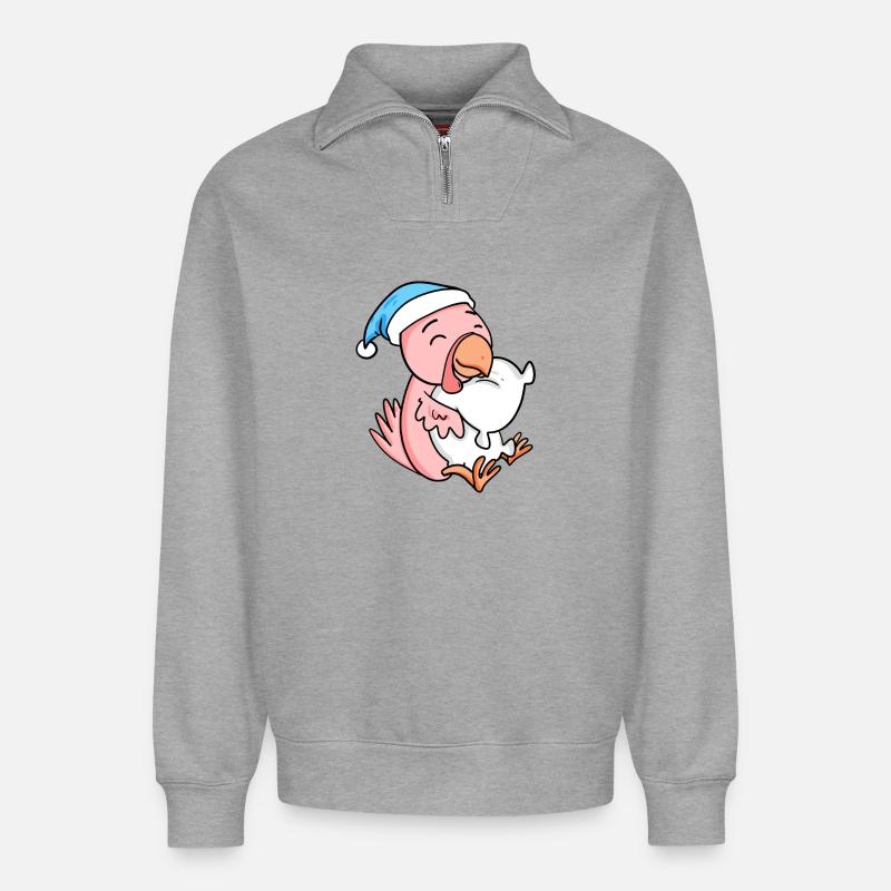 Bébé poulet - Sweat unisexe décontracté en coton biologique à demi-zip – de SPREAD - gris chiné