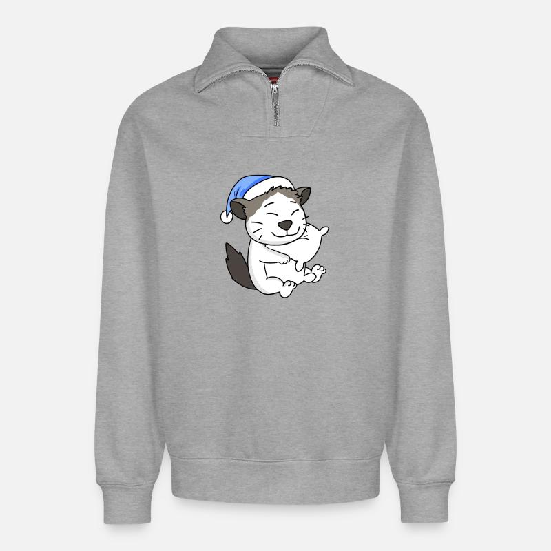 Katze Katzenrasse Ragdoll - Relaxed Unisex Organic Half Zip Sweatshirt – von SPREAD - Grau meliert
