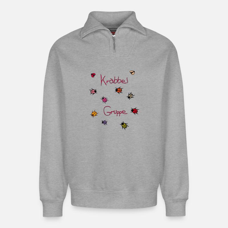 Krabbelgruppe, Kindergarten - Relaxed Unisex Organic Half Zip Sweatshirt – von SPREAD - Grau meliert