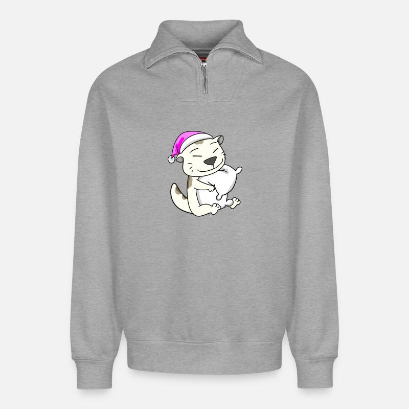 Katze Katzenrasse Devon Rex - Relaxed Unisex Organic Half Zip Sweatshirt – von SPREAD - Grau meliert