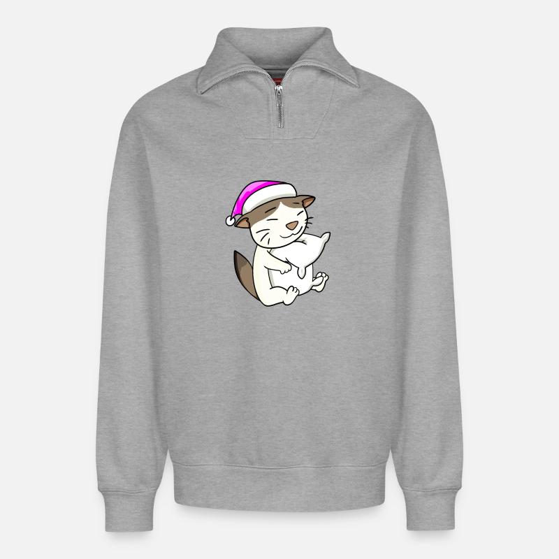Cat cat breed RagaMuffin - Relaxed Unisex Organic Half Zip Sweatshirt – by SPREAD - heather grey