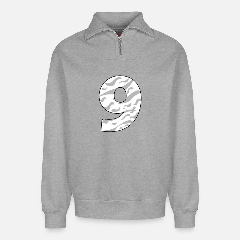 NEUN - 9 - Relaxed Unisex Organic Half Zip Sweatshirt – von SPREAD - Grau meliert