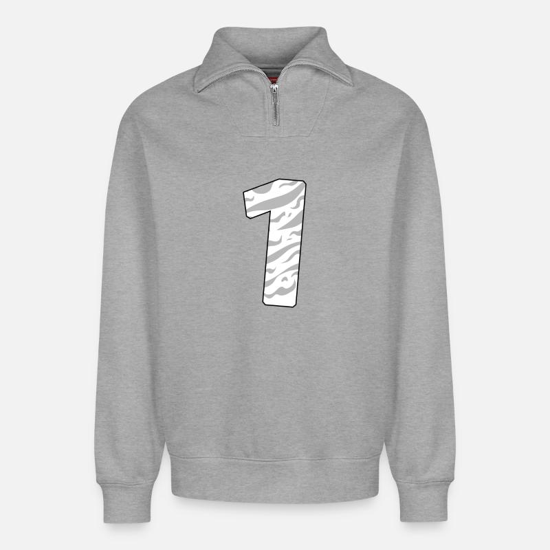 1 - Sweat unisexe décontracté en coton biologique à demi-zip – de SPREAD - gris chiné