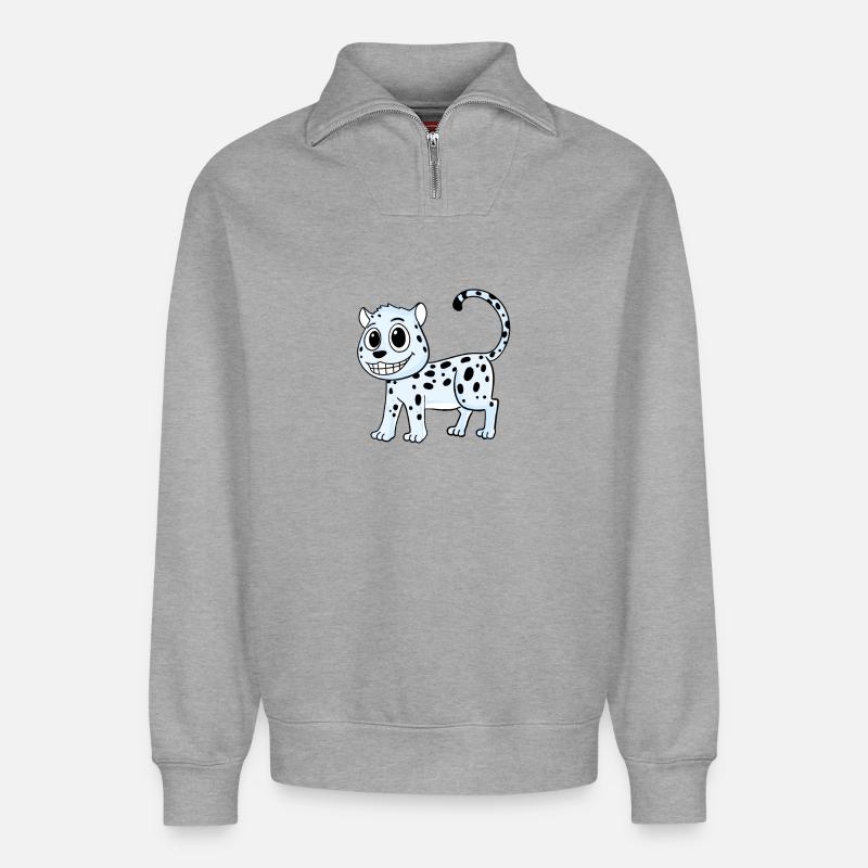 Schneeleopard Leopard - Relaxed Unisex Organic Half Zip Sweatshirt – von SPREAD - Grau meliert