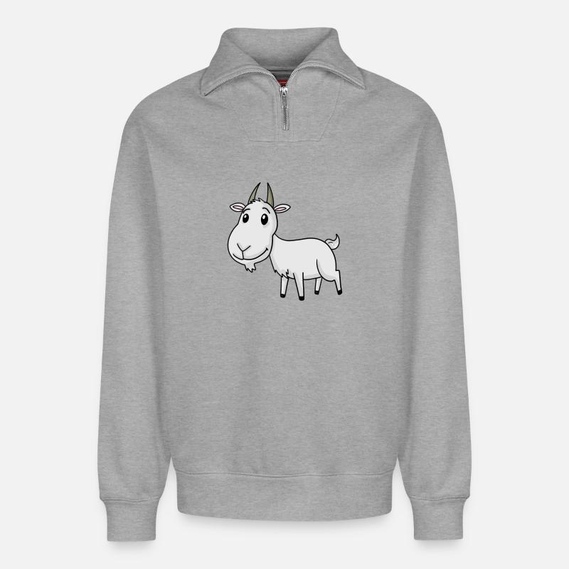 Cute Goat - Relaxed Unisex Organic Half Zip Sweatshirt – by SPREAD - heather grey