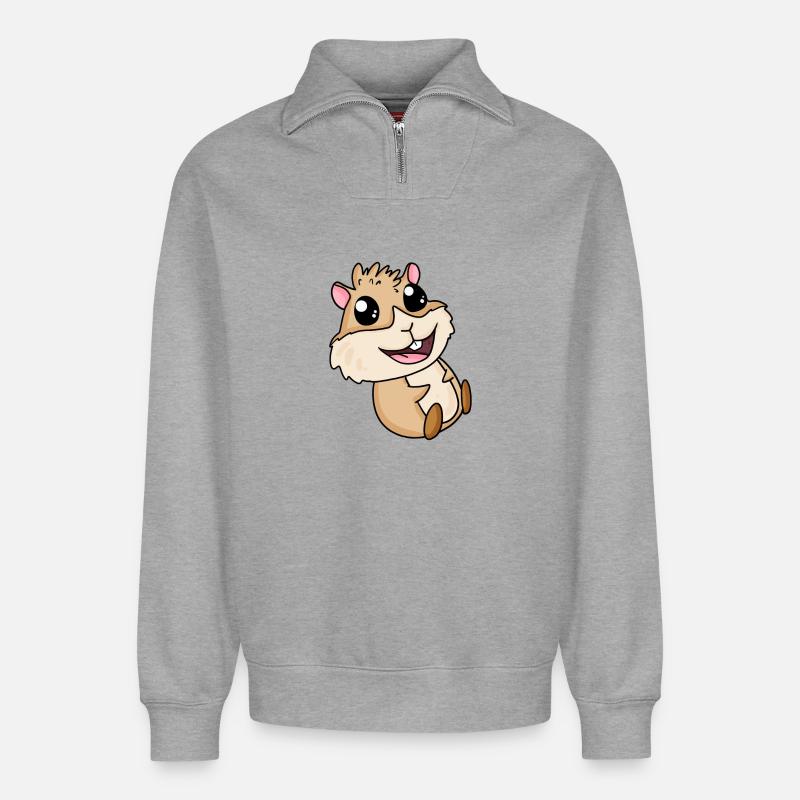 Cobaye - Sweat unisexe décontracté en coton biologique à demi-zip – de SPREAD - gris chiné