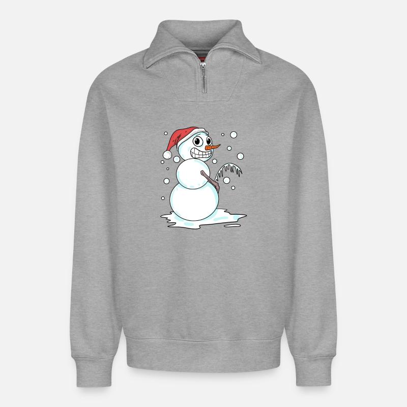 Snowman funny - Relaxed Unisex Organic Half Zip Sweatshirt – by SPREAD - heather grey