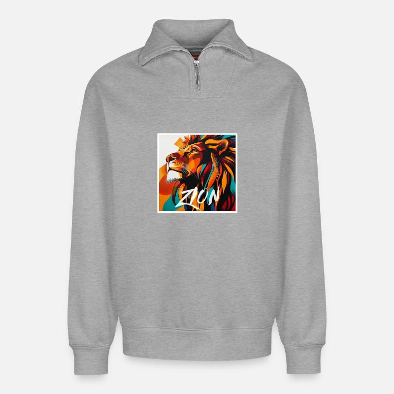 Zion - Relaxed Unisex Organic Half Zip Sweatshirt – von SPREAD - Grau meliert