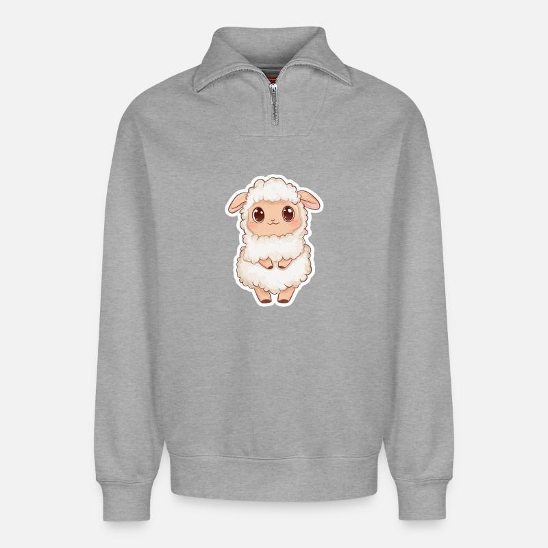 Schaf - Relaxed Unisex Organic Half Zip Sweatshirt – von SPREAD - Grau meliert