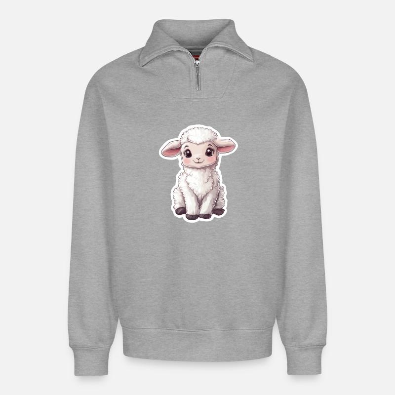 Schaf - Relaxed Unisex Organic Half Zip Sweatshirt – von SPREAD - Grau meliert