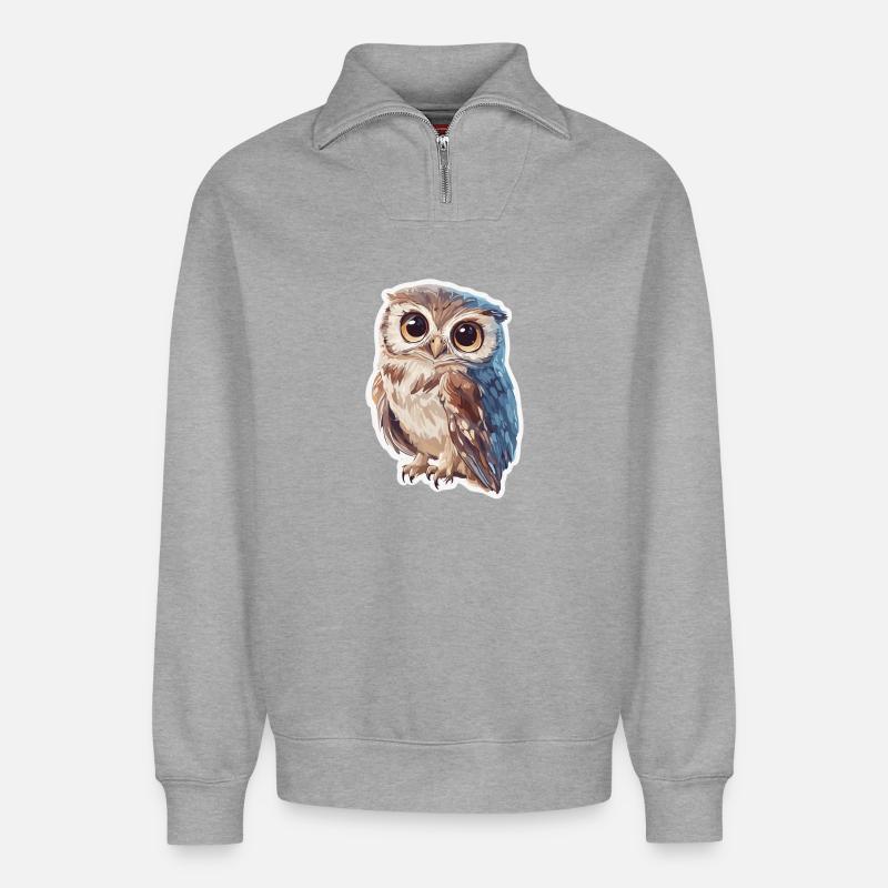 Eule - Relaxed Unisex Organic Half Zip Sweatshirt – von SPREAD - Grau meliert
