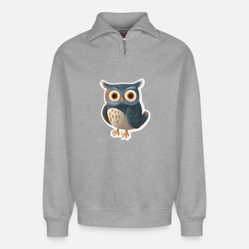 Eule - Relaxed Unisex Organic Half Zip Sweatshirt – von SPREAD - Grau meliert