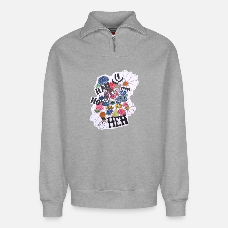 13 BD - Relaxed Unisex Organic Half Zip Sweatshirt – von SPREAD - Grau meliert