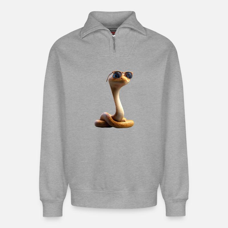 snake, python, cobra, rattlesnake, snakes - Relaxed Unisex Organic Half Zip Sweatshirt – by SPREAD - heather grey