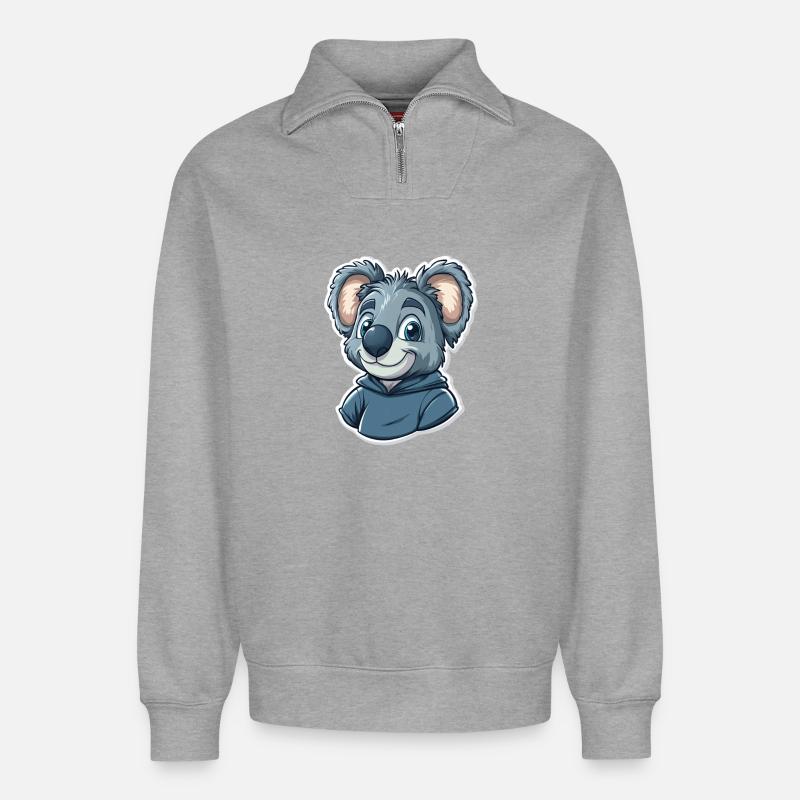 Koala - Relaxed Unisex Organic Half Zip Sweatshirt – von SPREAD - Grau meliert