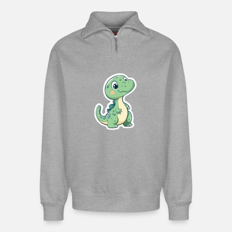 Dinosaurier - Relaxed Unisex Organic Half Zip Sweatshirt – von SPREAD - Grau meliert