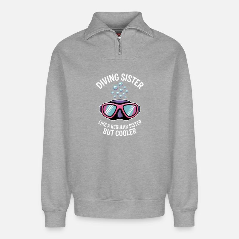 Tauchen Spruch Mädchen Lustiges Tauchen Geschenk - Relaxed Unisex Organic Half Zip Sweatshirt – von SPREAD - Grau meliert