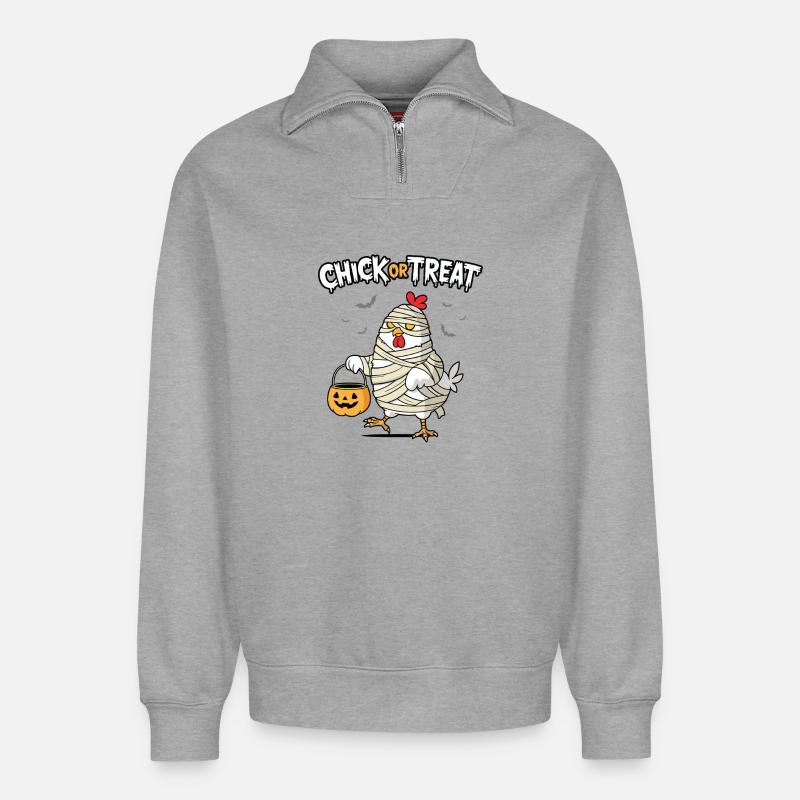 Küken oder Leckerli - Relaxed Unisex Organic Half Zip Sweatshirt – von SPREAD - Grau meliert