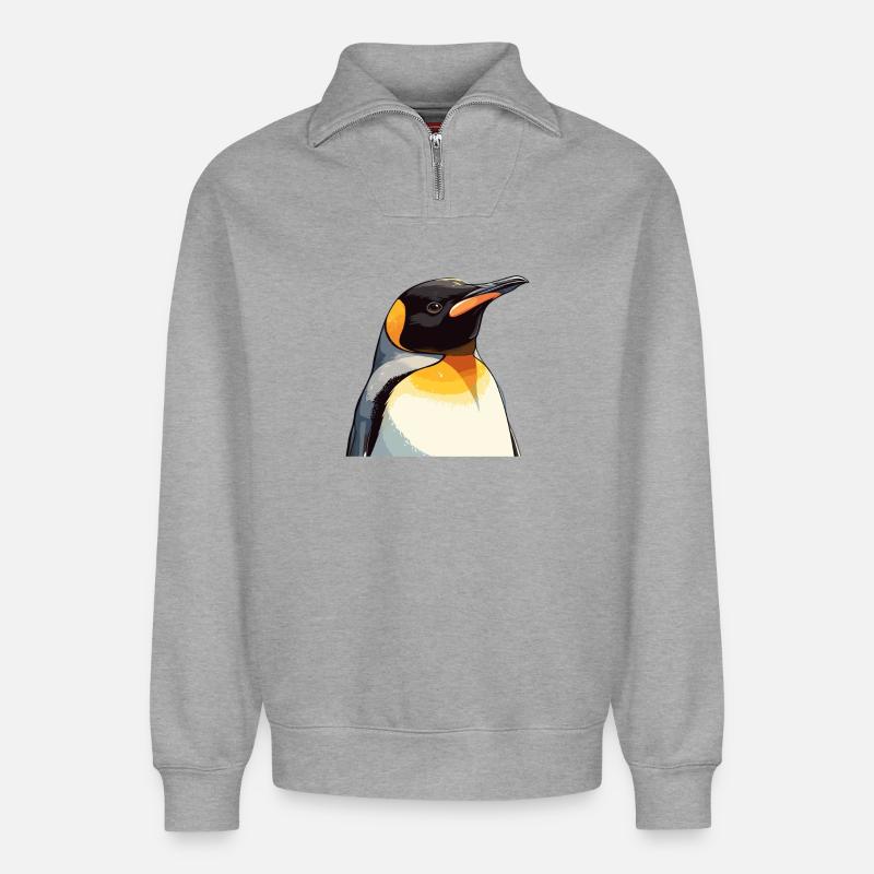 Pinguine Pinguin - Relaxed Unisex Organic Half Zip Sweatshirt – von SPREAD - Grau meliert